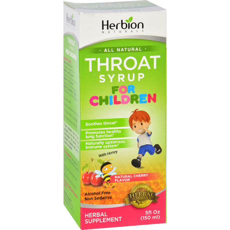 Herbion Naturals Kids' Cherry Flavor Throat Syrup - 5 Oz - Cozy Farm 