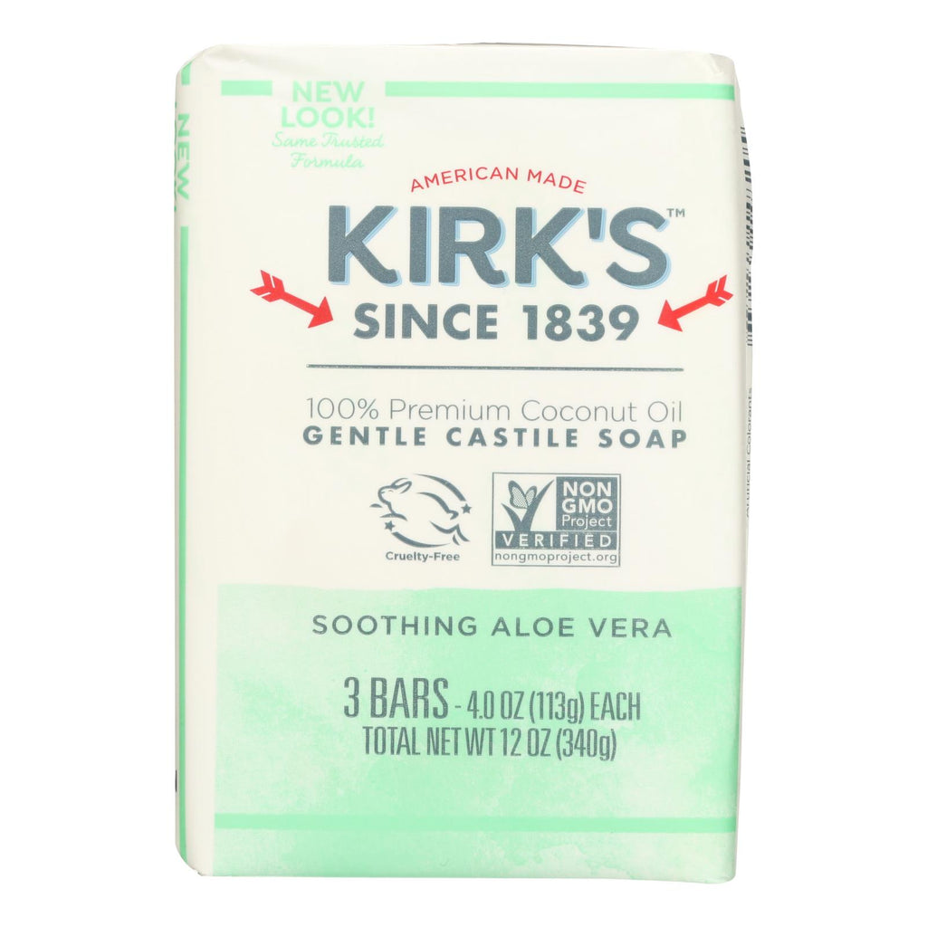 Kirks Natural Bar Soap (Pack of 3) - Coco Castile, Aloe Vera - 0.75 Oz Each - Cozy Farm 