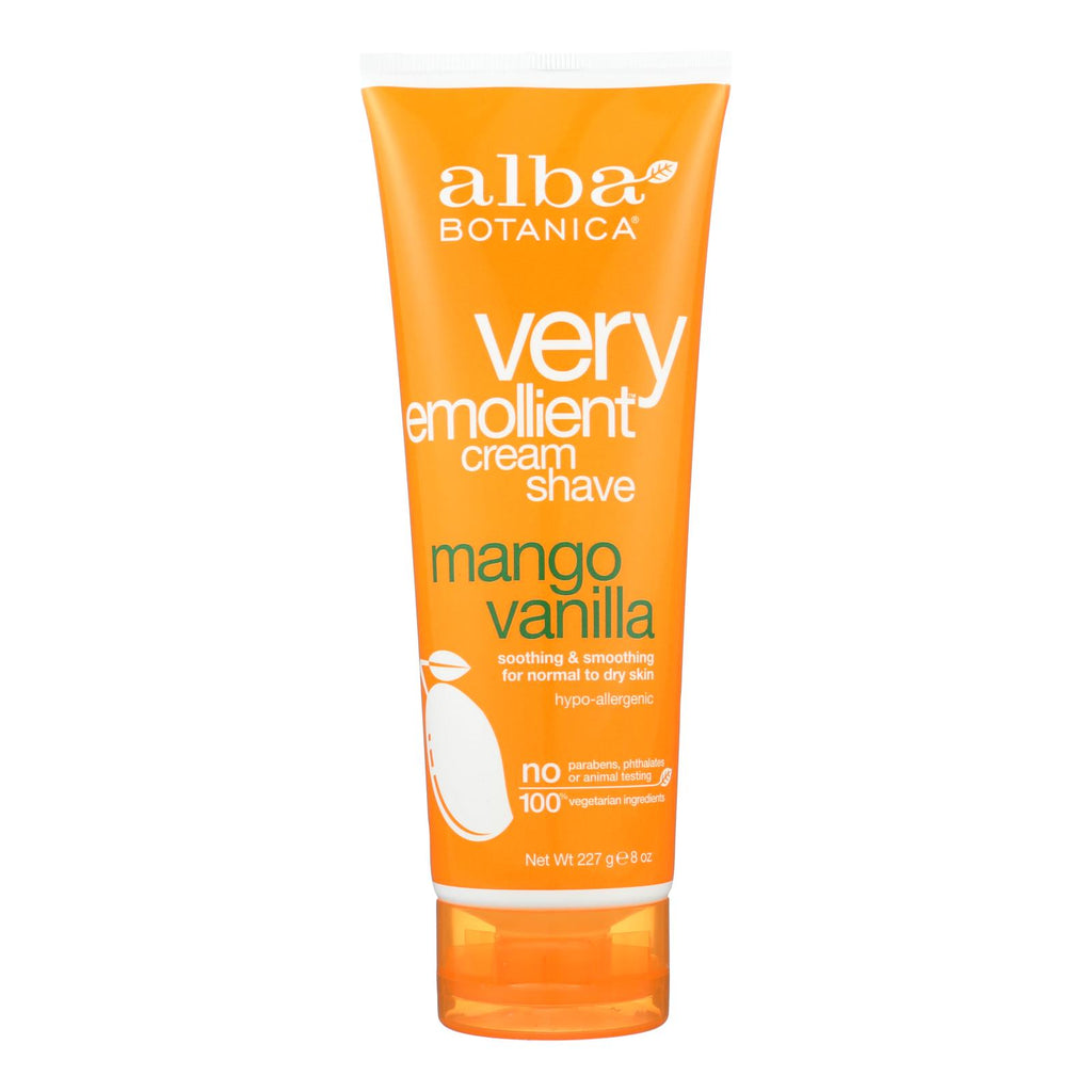 Alba Botanica Very Emollient Cream Shave (Pack of 8 Oz) - Mango Vanilla - Cozy Farm 