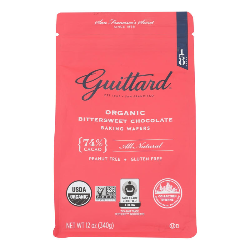Guittard Organic Bittersweet Baking Wafers, 74% Cacao, 12 Oz. (Pack of 8) - Cozy Farm 