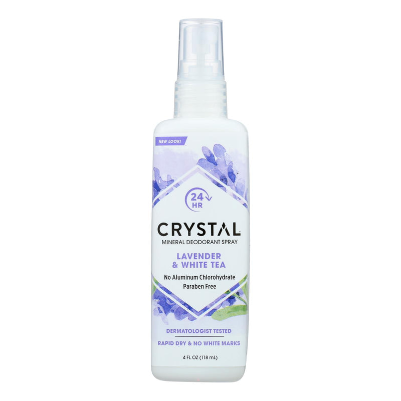Crystal Essence Mineral Deodorant Body Spray Lavender & White Tea - 4 Fl Oz - Cozy Farm 