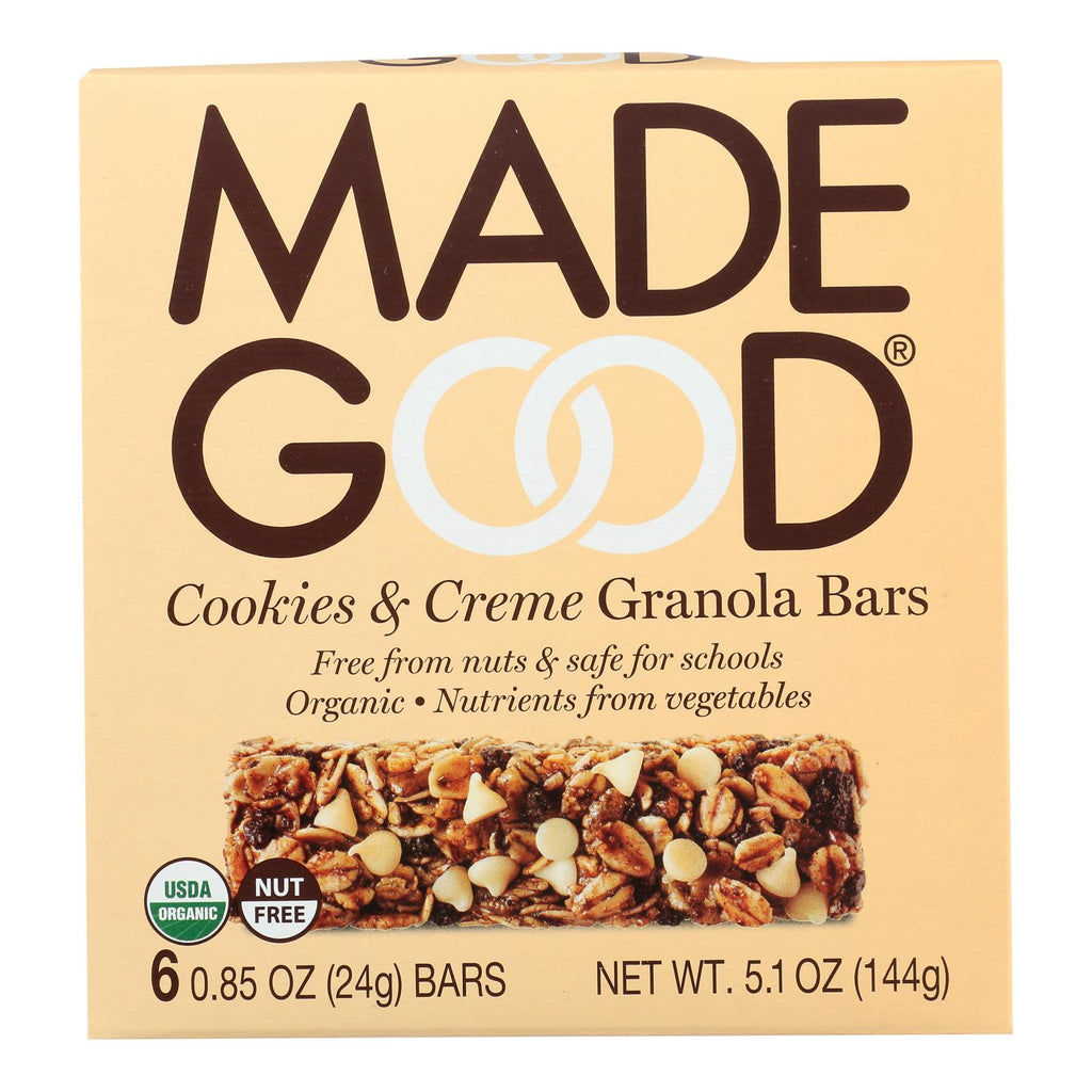 Made Good Granola Bar Cookies & Cream (Pack of 6) - 0.85 Oz. - Cozy Farm 