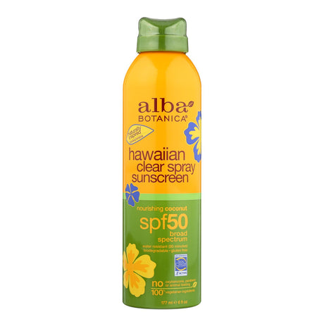 Alba Botanica Hawaiian Clear Spray SPF 50 Nourishing Coconut 6 Oz - Cozy Farm 