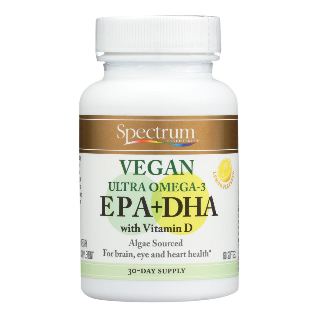 Spectrum Essentials Vegan Ultra Omega-3 EPA and DHA Capsules - 60 Soft Gels - Cozy Farm 