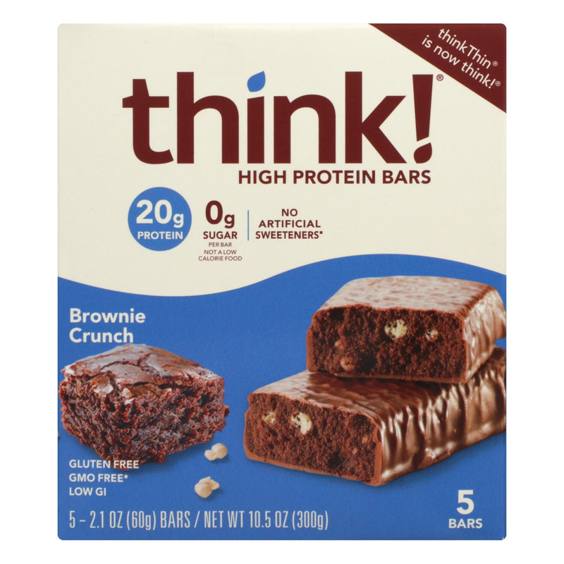 Think! Protein High Protein Brownie Crunch Bars (Pack of 6 - 5/2.1 Oz. Each) - Cozy Farm 