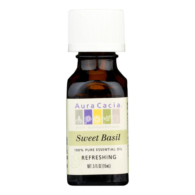 Aura Cacia Sweet Basil Pure Essential Oil - 0.5 Fl Oz - Cozy Farm 