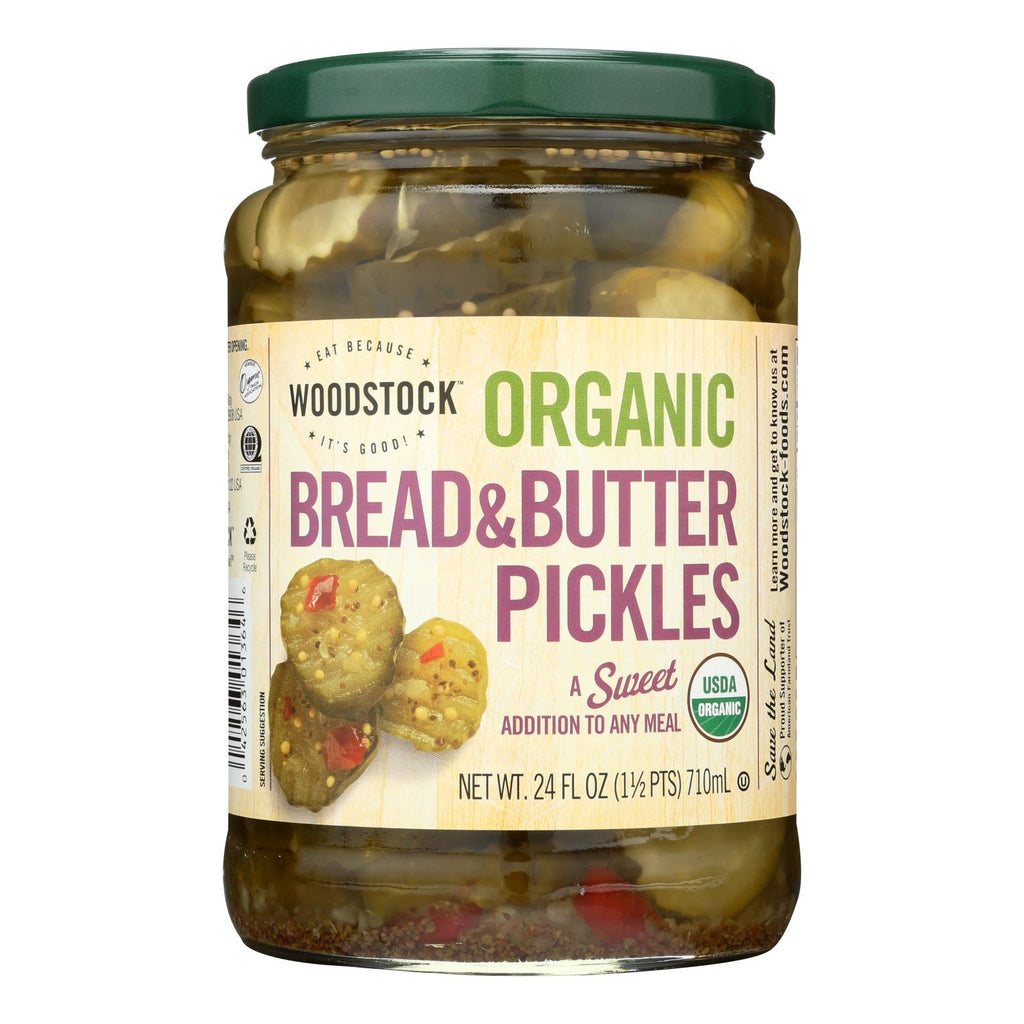 Organic Woodstock Bread and Butter Pickles (Pack of 6 - 24 Oz.) - Cozy Farm 