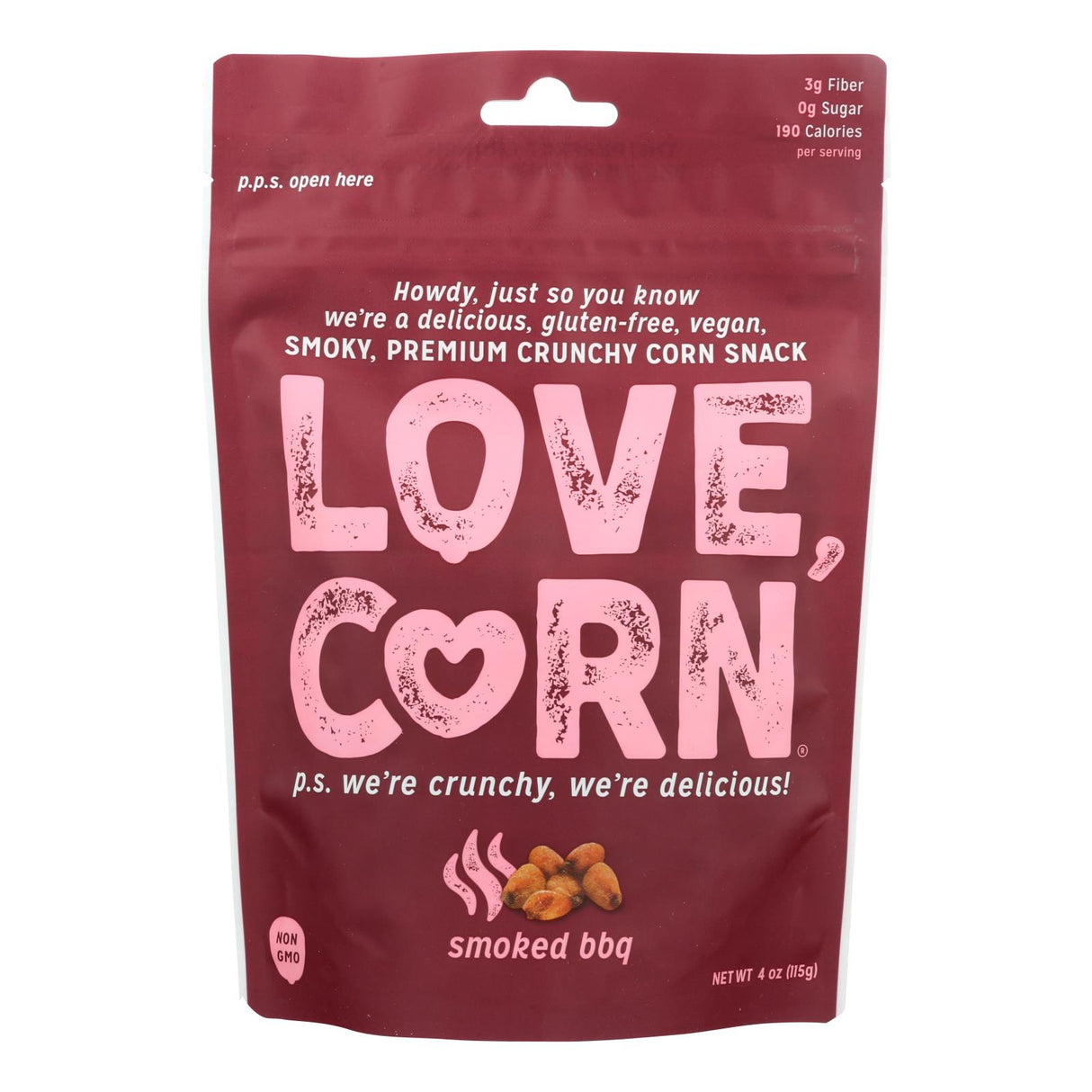 Love Corn Smoky Premium Crunchy Corn Snacks, 4 Oz., 12-Pack - Cozy Farm 