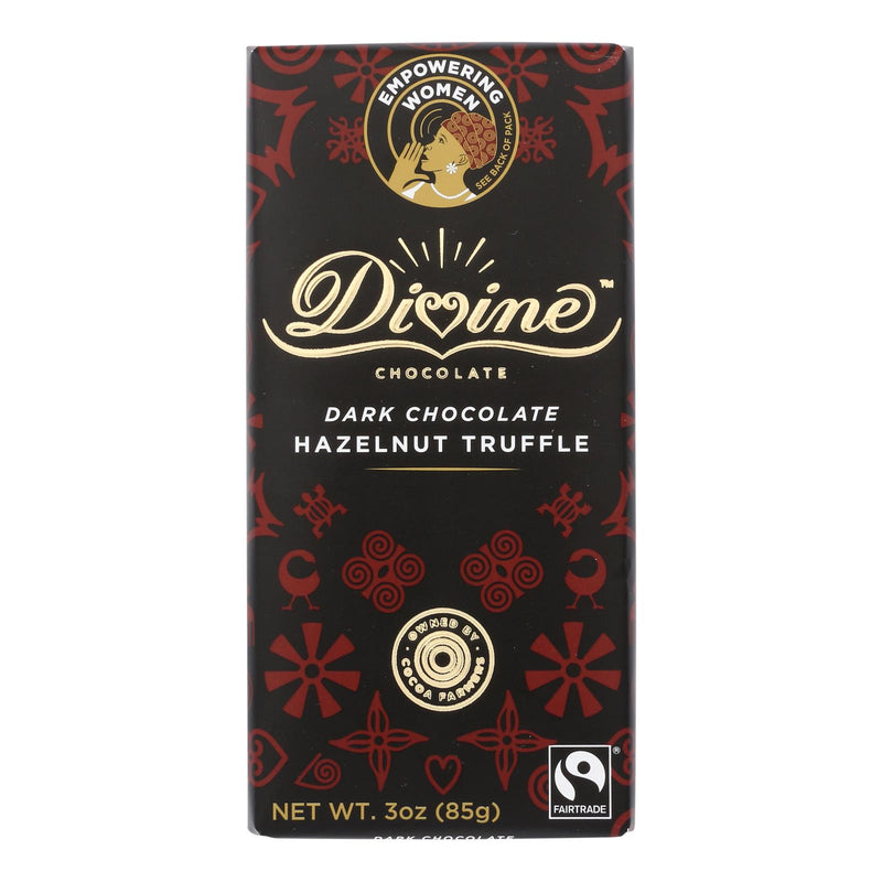 Divine Bar Dark Chocolate Hazelnut Truffle (Pack of 12 - 3 Oz.) - Cozy Farm 