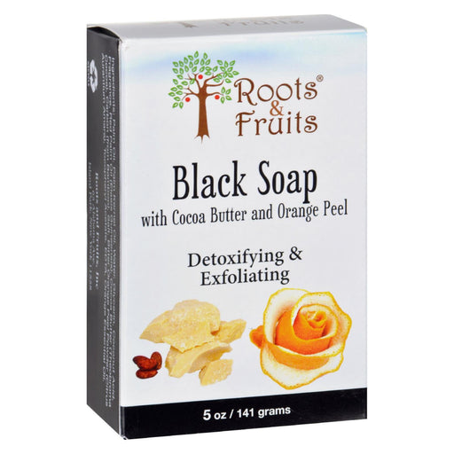 Roots And Fruits Bar Soap - Black Soap - Cocoa Butter And Orange Peel - 5 Oz - Cozy Farm 