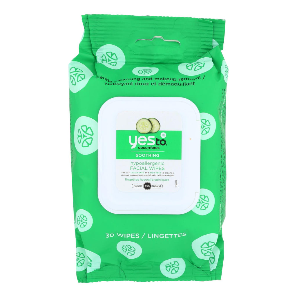 Yes To Cucumbers Facial Towelettes (Pack of 3) - Soothing, Hypoallergenic - 30 Count - Cozy Farm 