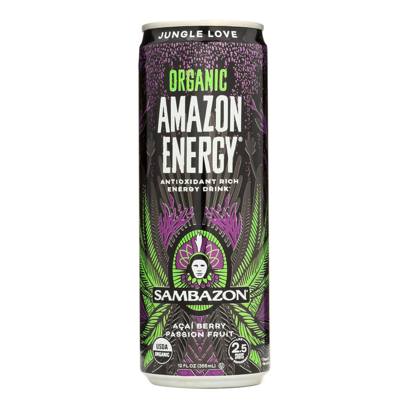 Sambazon Organic Amazon Energy Drink - Jungle Love, 12 Fl Oz, (Pack of 12) - Cozy Farm 