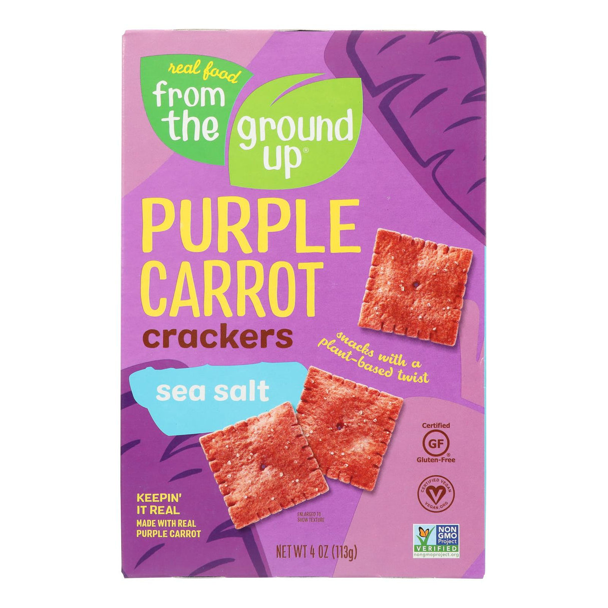 From The Ground Up Sea Salt Purple Carrot Crackers (Pack of 6 - 4 Oz.) - Cozy Farm 