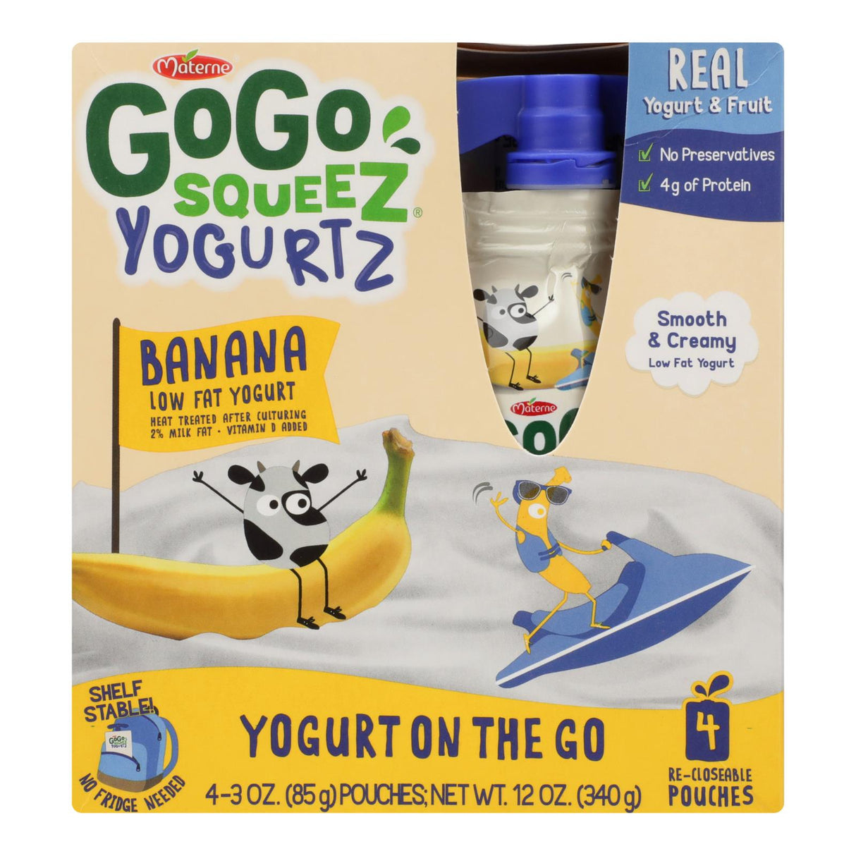 Gogo Squeez Yogurtz: Low-Fat, On-the-Go Yogurt Pouches (12 Pack, 4/3 oz) - Cozy Farm 