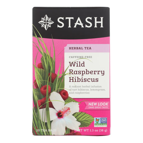 Stash Tea Hibiscus Herbal Tea - Wild Raspberry (6x20 Bags) - Cozy Farm 