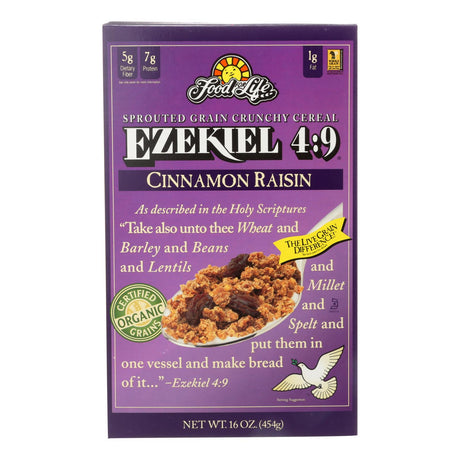 Foof For Life Baking Co.   Ezekiel 4:9 Organic Sprouted Whole Grain Cinnamon Raisin Cereal (Pack of 6 - 16 Oz.) - Cozy Farm 