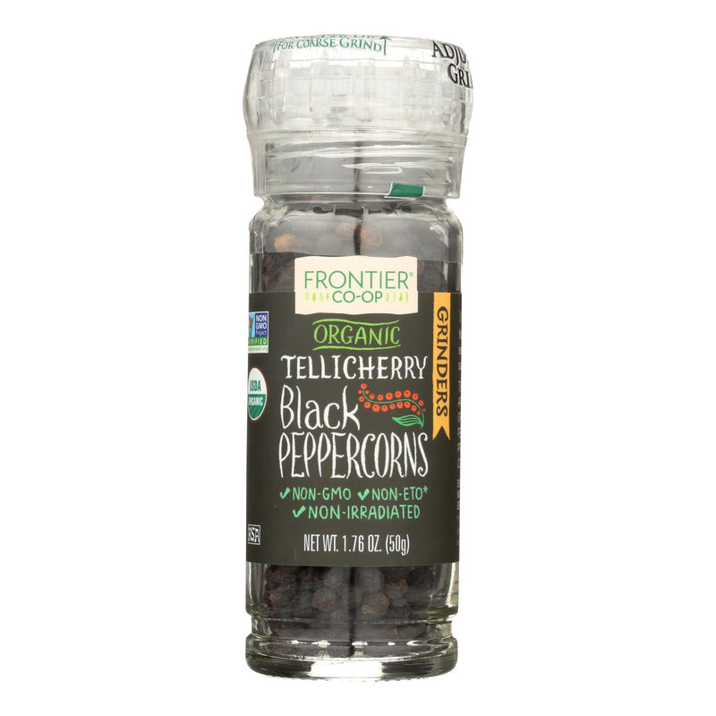 Frontier Organic Whole Black Tellicherry Grade Peppercorns Refillable Grinder Bottle (Pack of 6 - 1.76 oz) - Cozy Farm 