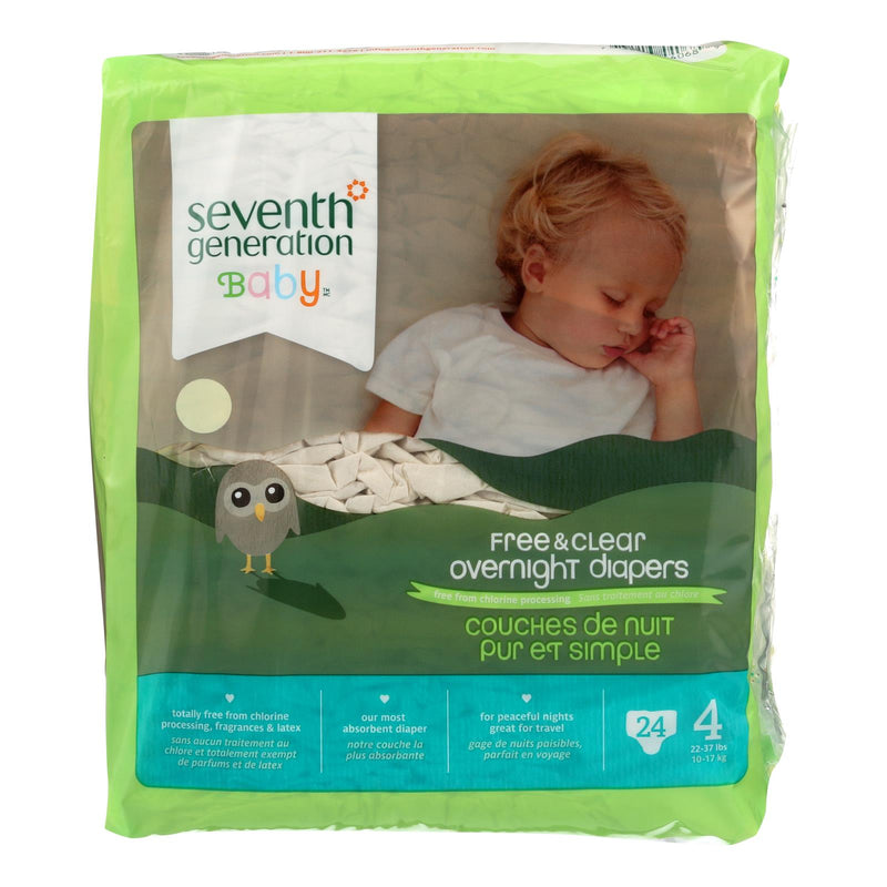 Seventh Generation Free & Clear Overnight Diapers - Stage 4, 24 Count - Cozy Farm 