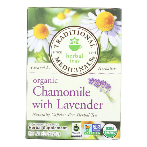 Traditional Medicinals Calming Chamomile Lavender Herbal Tea (6 Pack, 16 Bags) Caffeine Free - Cozy Farm 