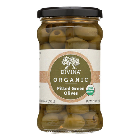 Divina Organic Pitted Green Olives (Pack of 6 - 6 Oz.) - Cozy Farm 