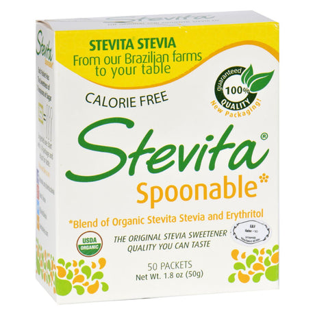 Stevita Spoonable Stevia | Organic No Calorie Sweetener | (Pack of 50 Packets) - Cozy Farm 