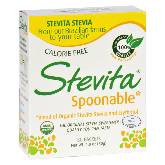 Stevita Spoonable Stevia | Organic No Calorie Sweetener | (Pack of 50 Packets) - Cozy Farm 