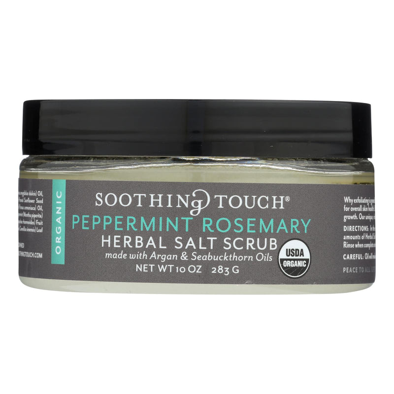 Organic Salt Scrub with Peppermint & Rosemary by Soothing Touch (10 Oz.) - Cozy Farm 