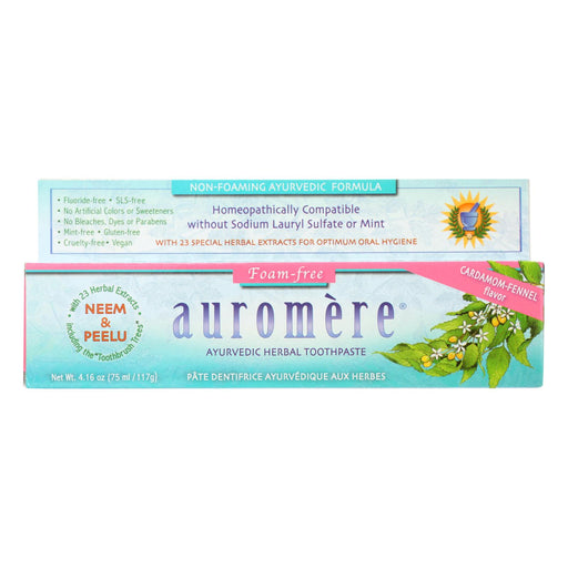 Auromere Toothpaste  - Foam-Free Cardamom-Fennel - 4.16 Oz. - Cozy Farm 