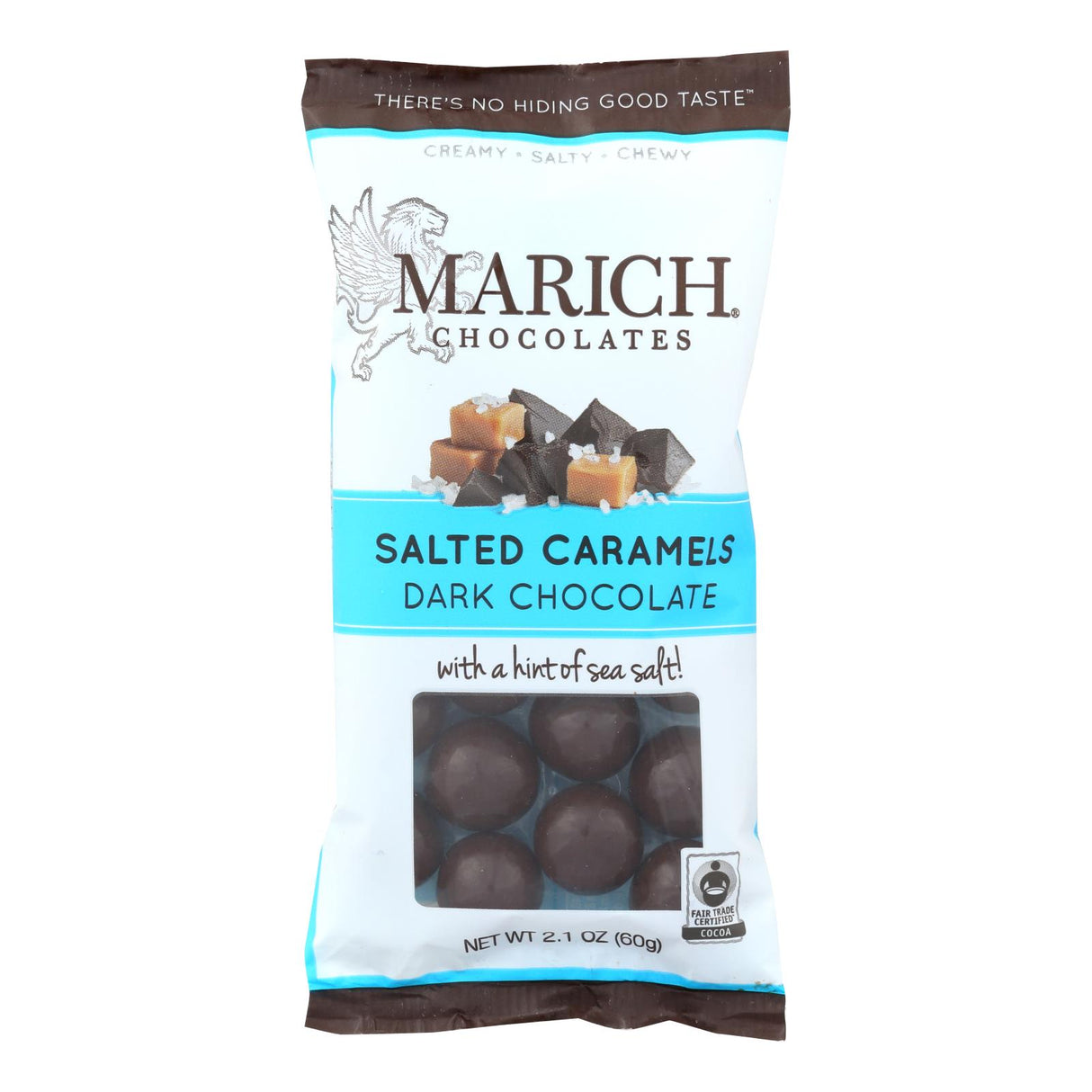 Marich Dark Chocolate Sea Salt Caramels (Pack of 12 - 2.1 Oz.) - Cozy Farm 