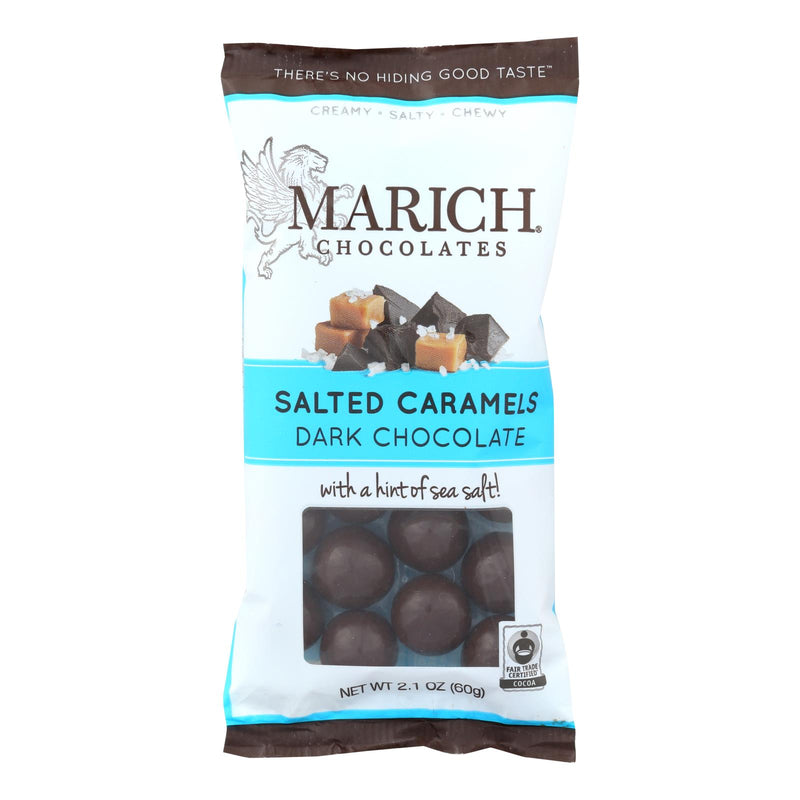 Marich Dark Chocolate Sea Salt Caramels (Pack of 12 - 2.1 Oz.) - Cozy Farm 
