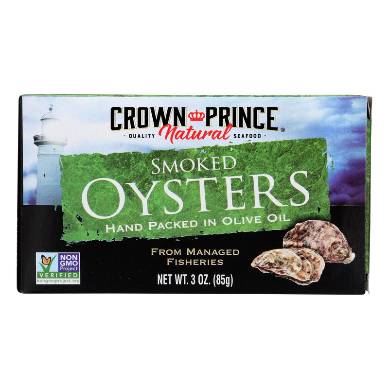 Crown Prince Naturally Smoked Oysters in Pure Olive Oil - 3 oz - Case of 18 - Cozy Farm 