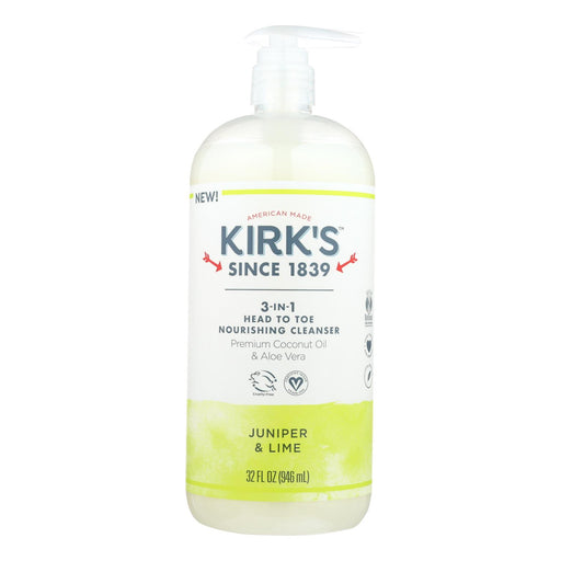 Kirk's 3-in-1 Cleanser with Invigorating Juniper Lime Scent (32 Fl. Oz.) - Cozy Farm 