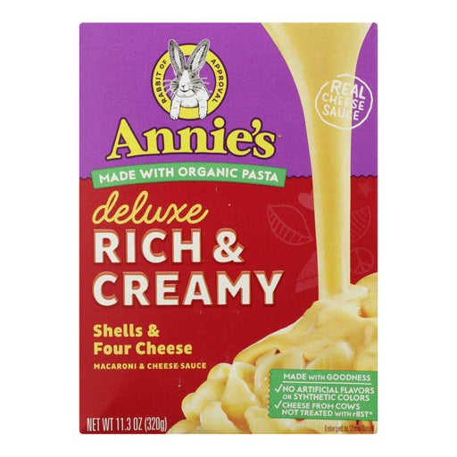 Annie's Homegrown Mac and Cheese Deluxe 4 Cheese Shells, 12 Pack (11.3 Oz. Per Pack) - Cozy Farm 