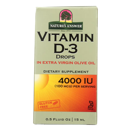 Nature's Answer Vitamin D3 Drops - High Potency Immune Support - 4000 IU Liquid Drops - 0.5 Fl Oz - Cozy Farm 