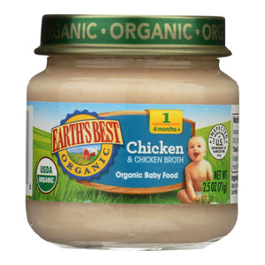 Earth's Best Stage 1 Organic Chicken & Chicken Broth Baby Food (Pack of 10 - 2.5 Oz.) - Cozy Farm 
