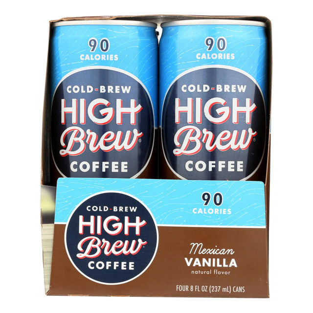 High Brew Coffee, Ready-to-Drink Mexican Vanilla, 4/8 Oz, Pack of 6 - Cozy Farm 