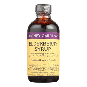 Honey Gardens Apiaries Elderberry Syrup - Cough Support with Raw Honey, Propolis & Elderberries - 4 Oz - Cozy Farm 