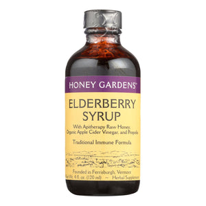 Honey Gardens Apiaries Elderberry Syrup - Cough Support with Raw Honey, Propolis & Elderberries - 4 Oz - Cozy Farm 