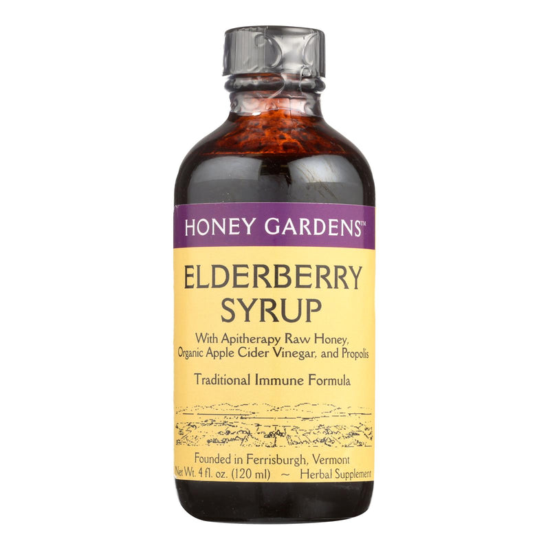 Honey Gardens Apiaries Elderberry Syrup - Cough Support with Raw Honey, Propolis & Elderberries - 4 Oz - Cozy Farm 