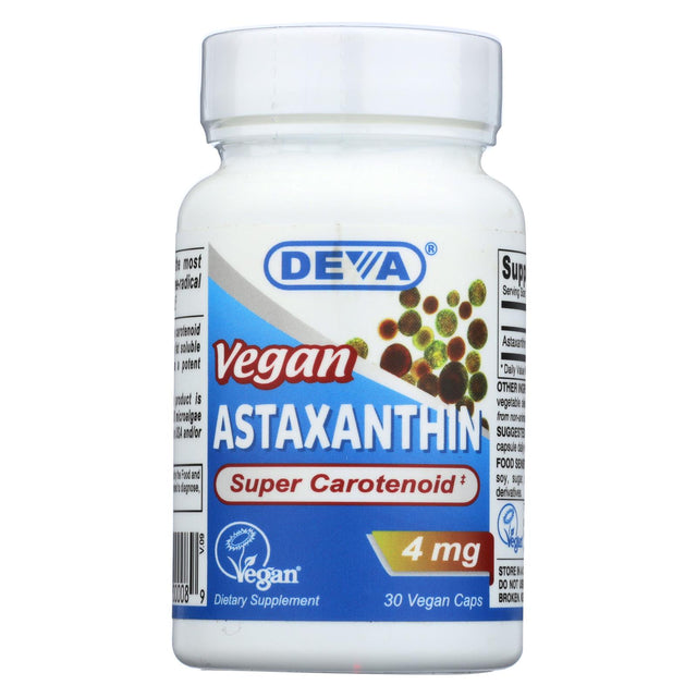 Deva Vegan Vitamins Astaxanthin Super Antioxidant 4mg, 30 Capsules - Cozy Farm 