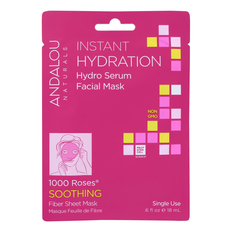Andalou Naturals Instant Hydration Soothing Facial Mask - 1000 Roses (6 Pack, 0.6 Fl Oz) - Cozy Farm 
