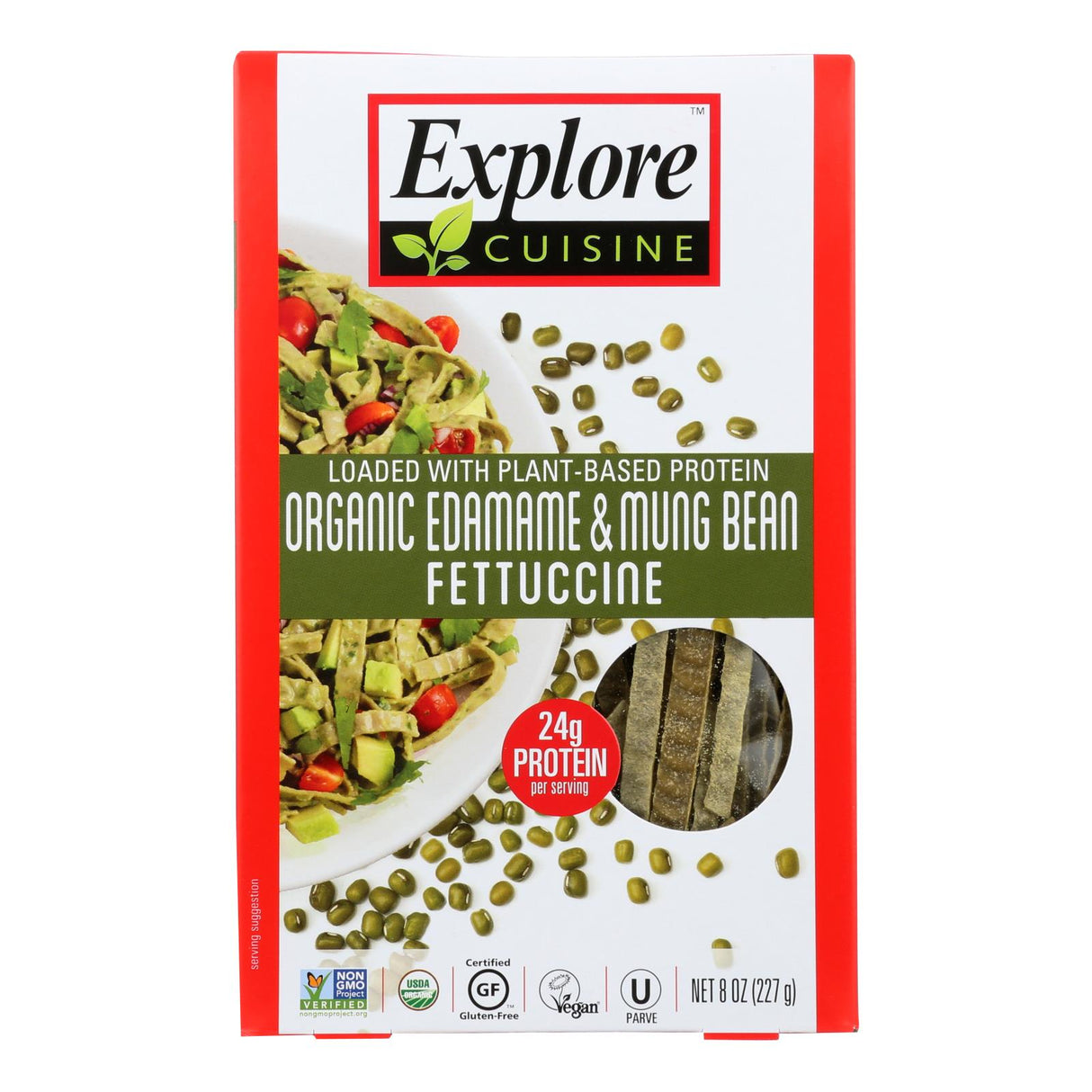 Explore Cuisine Fettuccine Pasta: Edamame, Mung Bean (6 Pack, 8 Oz Each) - Cozy Farm 