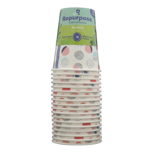 Repurpose Compostable 12 Oz Cups (Pack of 18 - Case of 12) - Cozy Farm 