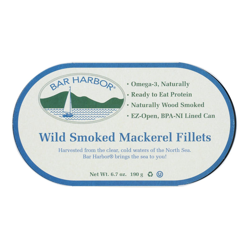 Bar Harbor Wild Smoked Mackerel Fillets, Premium Seafood Delicacy (Pack of 12 - 6.7 Oz.) - Cozy Farm 