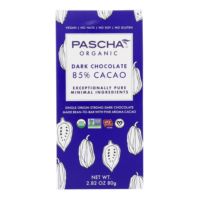 Pascha Bar Chocolate 85% Cacao (Pack of 10) - 2.82 Oz. - Cozy Farm 