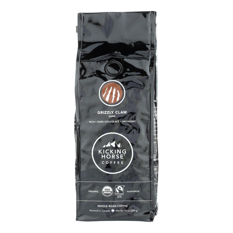 Kicking Horse Coffee Organic Whole Bean Grizzly Claw Dark Roast 10 oz Bag (Pack of 6) - Cozy Farm 
