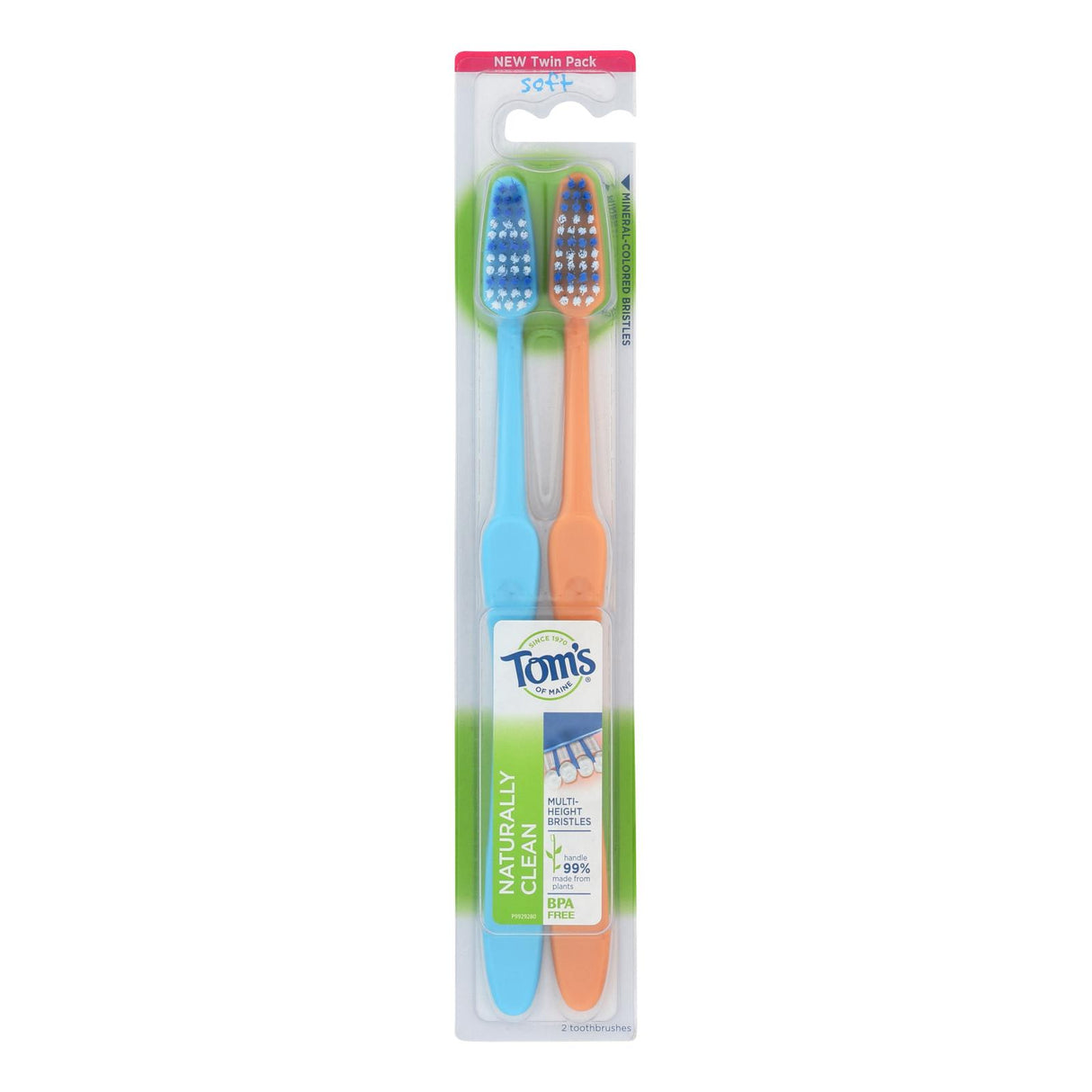 Tom's of Maine Natural Clean Twin Pack Toothbrushes, Pack of 4 - Cozy Farm 