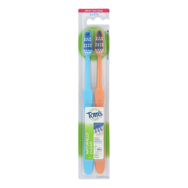 Tom's of Maine Natural Clean Twin Pack Toothbrushes, Pack of 4 - Cozy Farm 