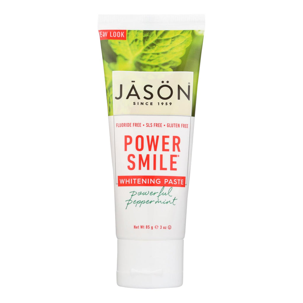 Jason Natural Products Toothpaste - PowerSmile Antiplaque and Whitening (Pack of 12) Powerful Peppermint, Fluoride-Free 3 Oz. - Cozy Farm 
