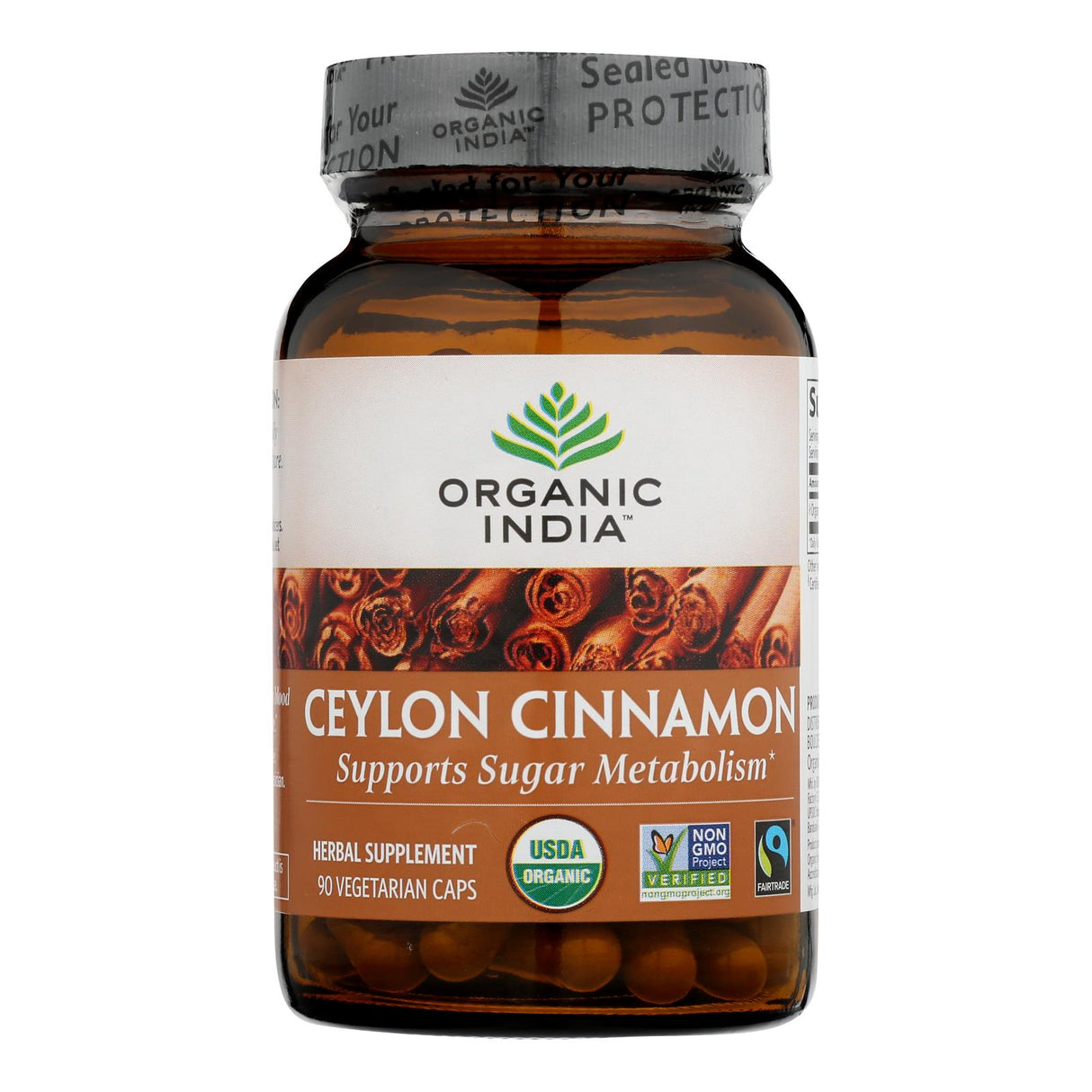 Organic India Organic Cinnamon Vcaps - 90 Count Herbal Supplement - Cozy Farm 